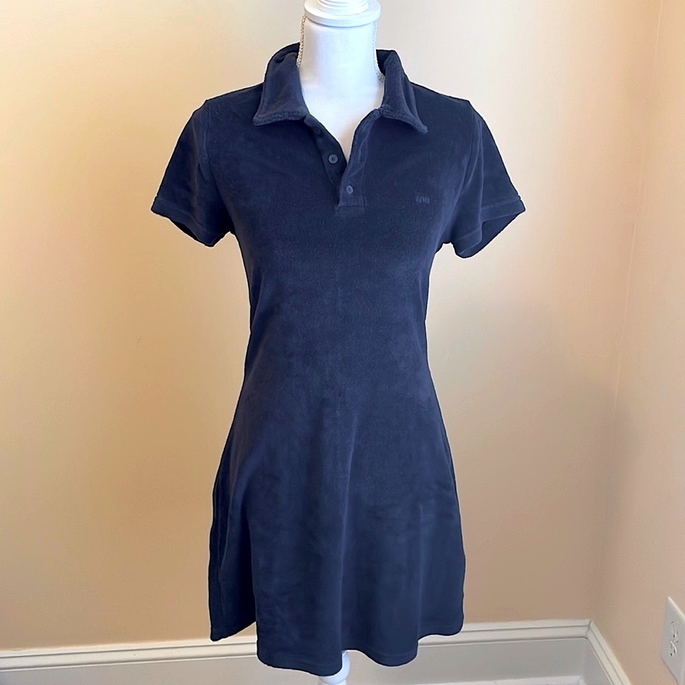 Aritzia TNA Crest Terry Polo dress Yale Tennis mini dress gray eclipse M EUC